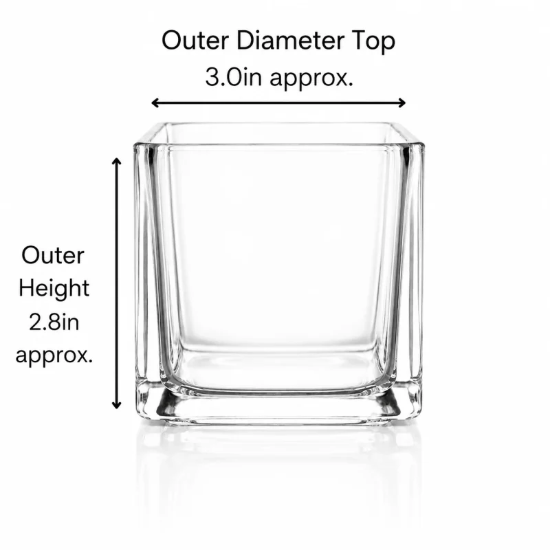 10 oz Cube Candle Glass, Clear