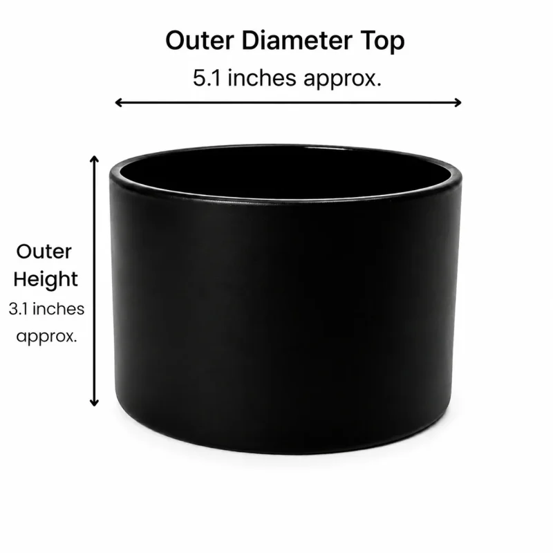 18.5 oz Three Wick Candle Glass, Matte Black