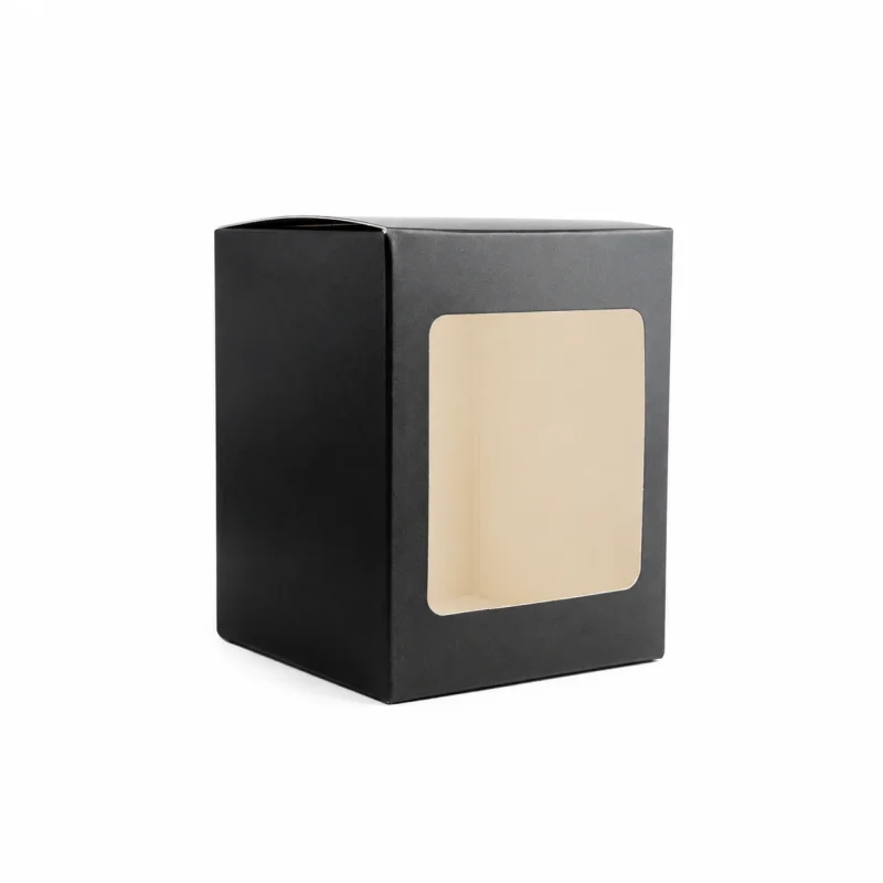 6.5 oz Candle Box With Window, Black