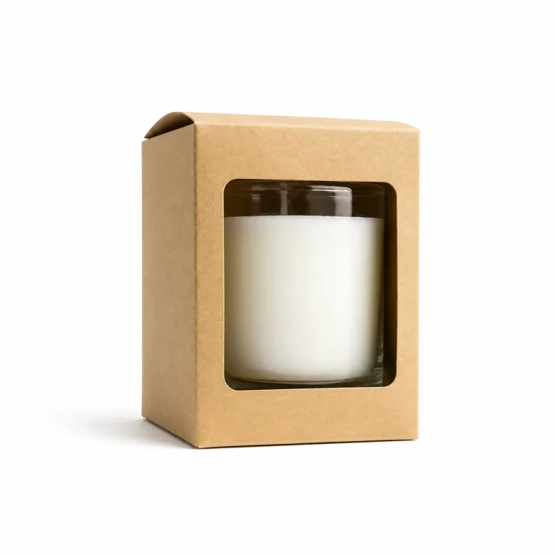 6.5 oz Candle Box With Window, Kraft