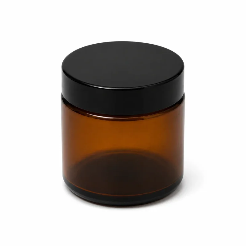 3.3 oz Glass Jar With Lid, Amber