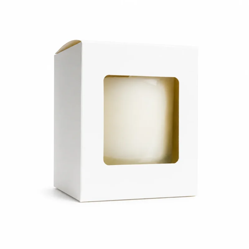 10 oz Candle Box With Window, White