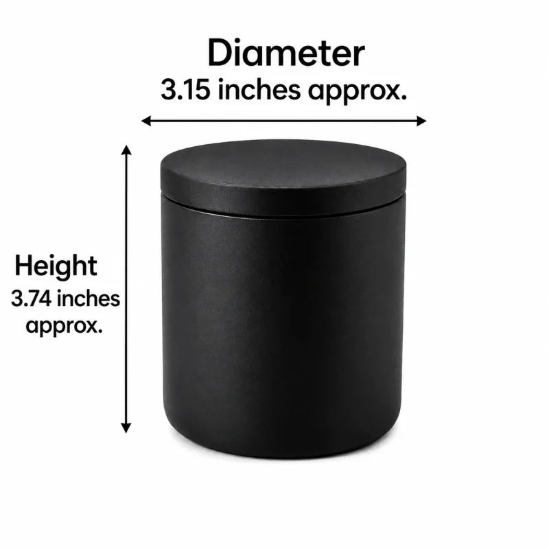 6.5 oz Concrete Candle Jar With Lid, Black