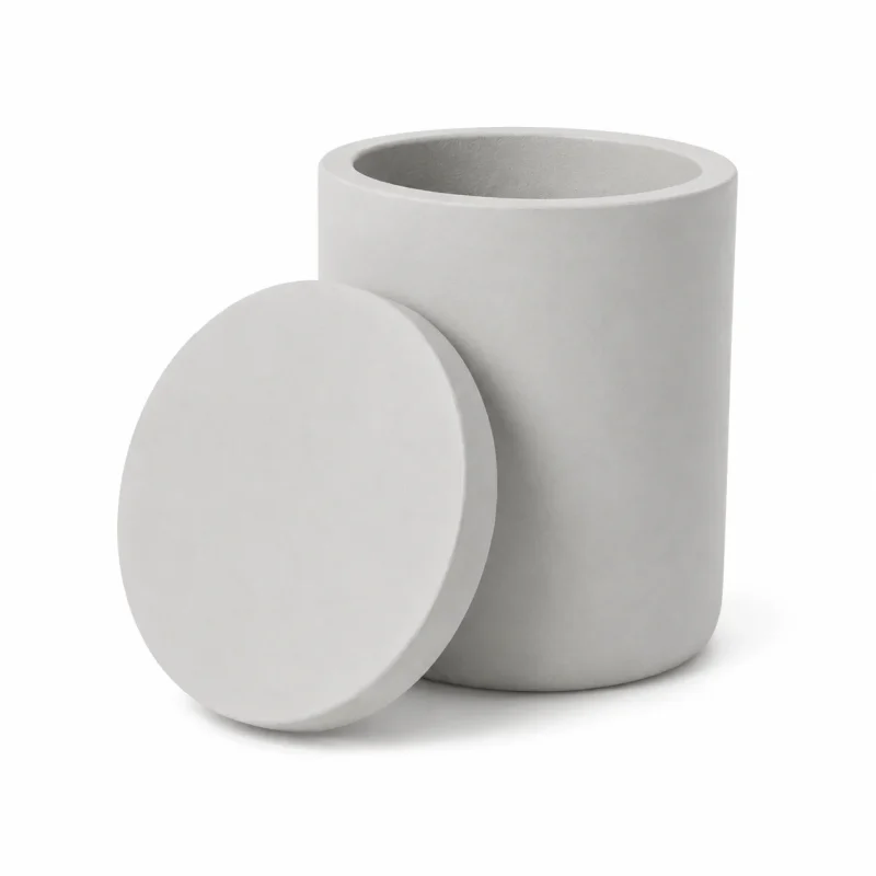 6.5 oz Concrete Candle Jar With Lid, Gray
