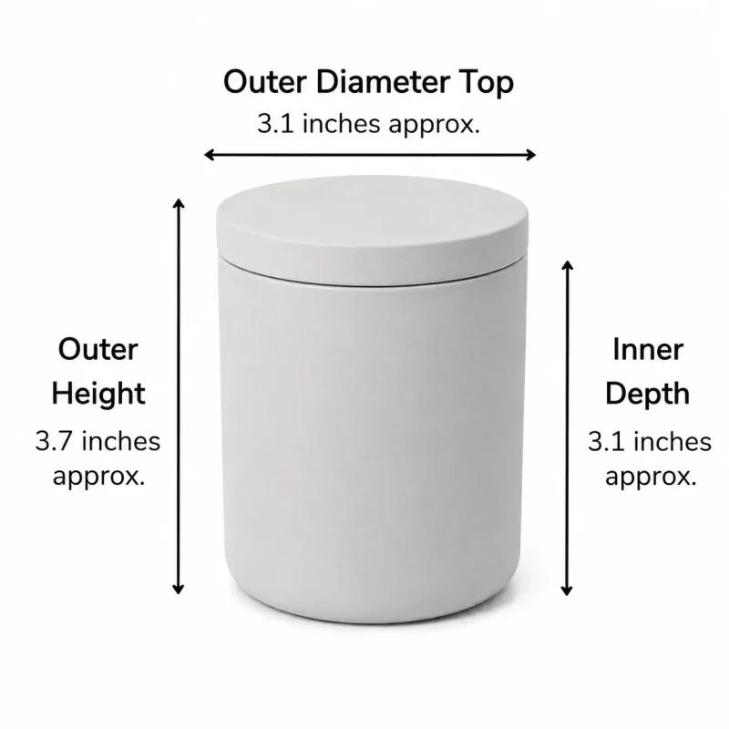 6.5 oz Concrete Candle Jar With Lid, Gray