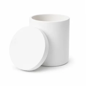 6.5 oz Concrete Candle Jar With Lid, White