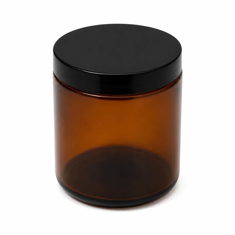 6.5 oz Glass Jar With Lid, Amber