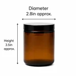 6.5 oz Glass Jar With Lid, Amber - Pack of 6 5 6.5 oz Glass Jar With Lid, Amber
