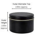 8 oz Candle Tins, Black - Pack of 12 4 8 oz Candle Tins, Black