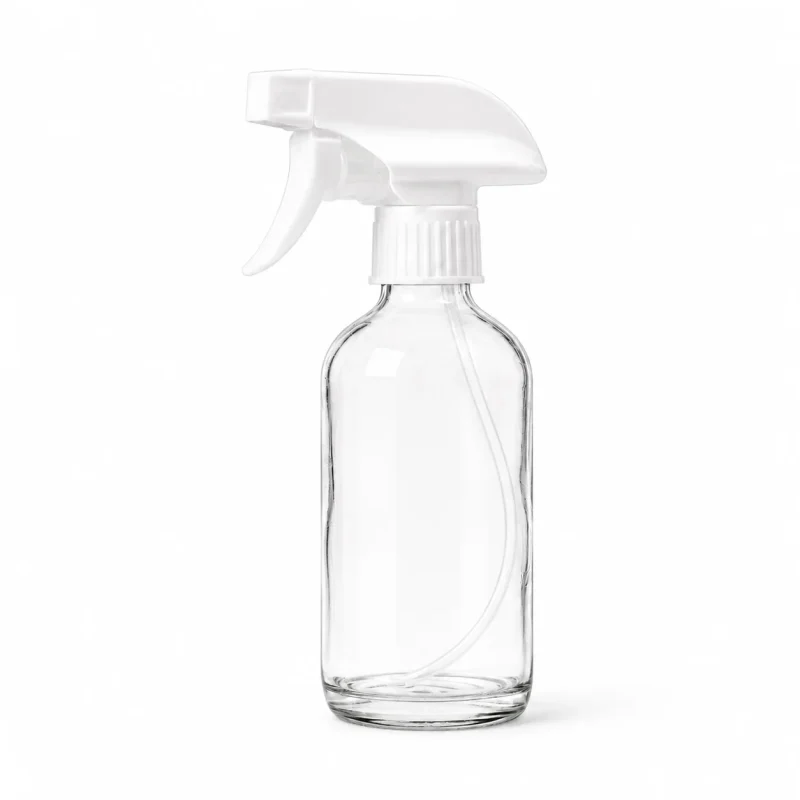 8 oz Clear Glass Spray Bottle With White Trigger - Pack of 6 1 8 oz Clear Glass Spray Bottle With White Trigger